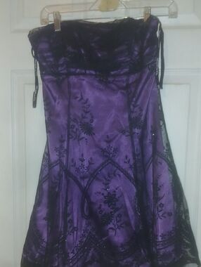 Morgan & Co. Shimmery Purple Strapless Dress with Black Accents